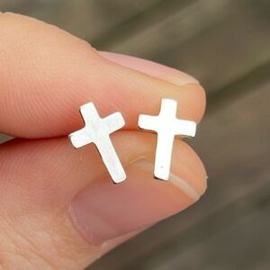 Handmade Sterling Silver Cross Earrings